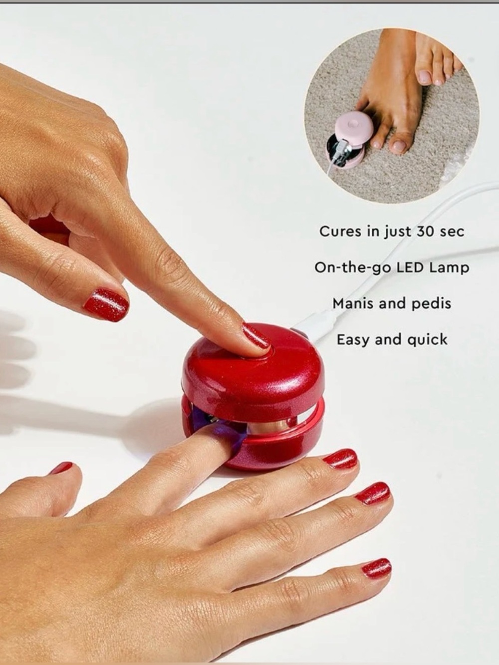NWT Le Mini Macaron Cherry Red Gel Manicure Kit - Picture 4 of 9